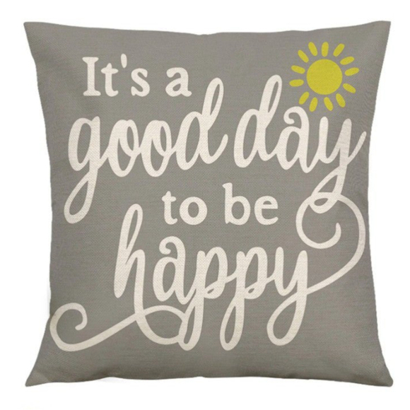Positivity Quote Pattern Pillow Cover In Gray - Picture 1 of 4